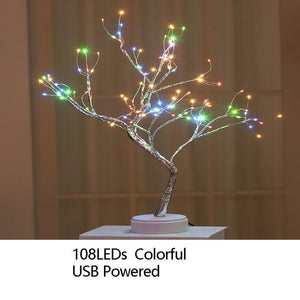 Night Light Home Decoration Bonsai Style Party Cherry Tree Shape LED Light DIY Firework Christmas Gift Plants Switch Copper