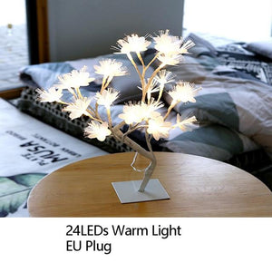 Night Light Home Decoration Bonsai Style Party Cherry Tree Shape LED Light DIY Firework Christmas Gift Plants Switch Copper